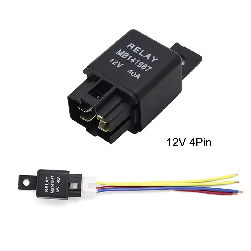 Car Automotive Relay Sealed Integrated Wired DC12V 4pin 4P 40A Terminal Auto Universal Relay With Relay Socket