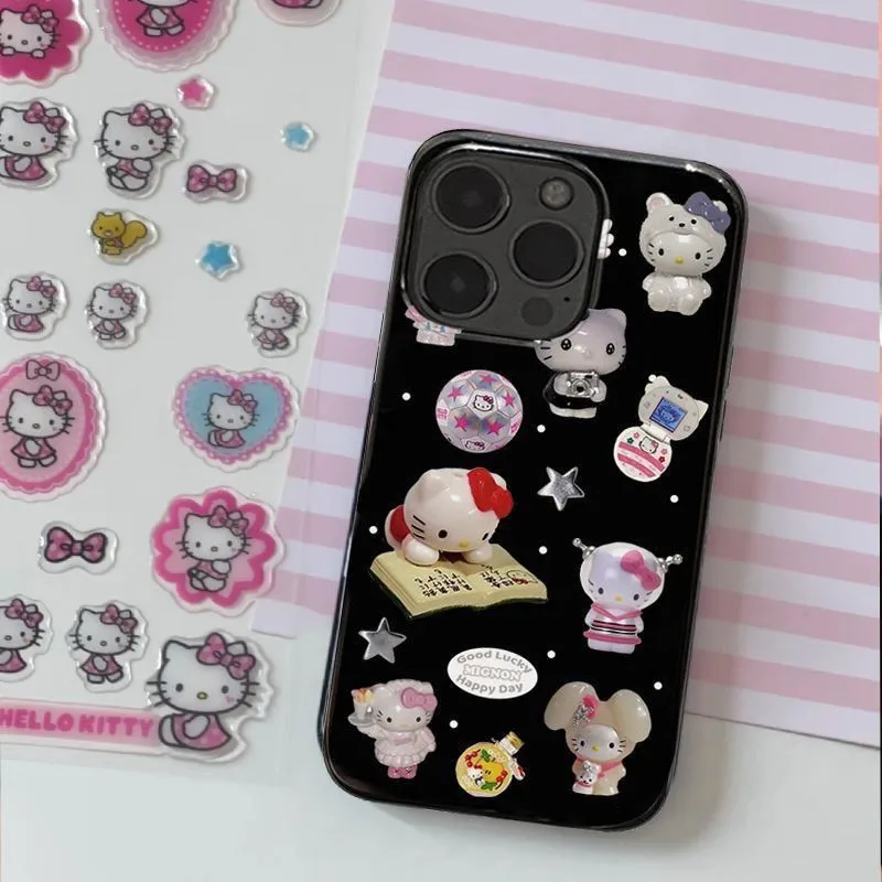 Funda de teléfono bonita de dibujos animados de Hellos Kittys negra estilo INS para iPhone 17 16 15 14 13 12 11 X XS 8 Air Pro Max Plus cubierta de doble capa