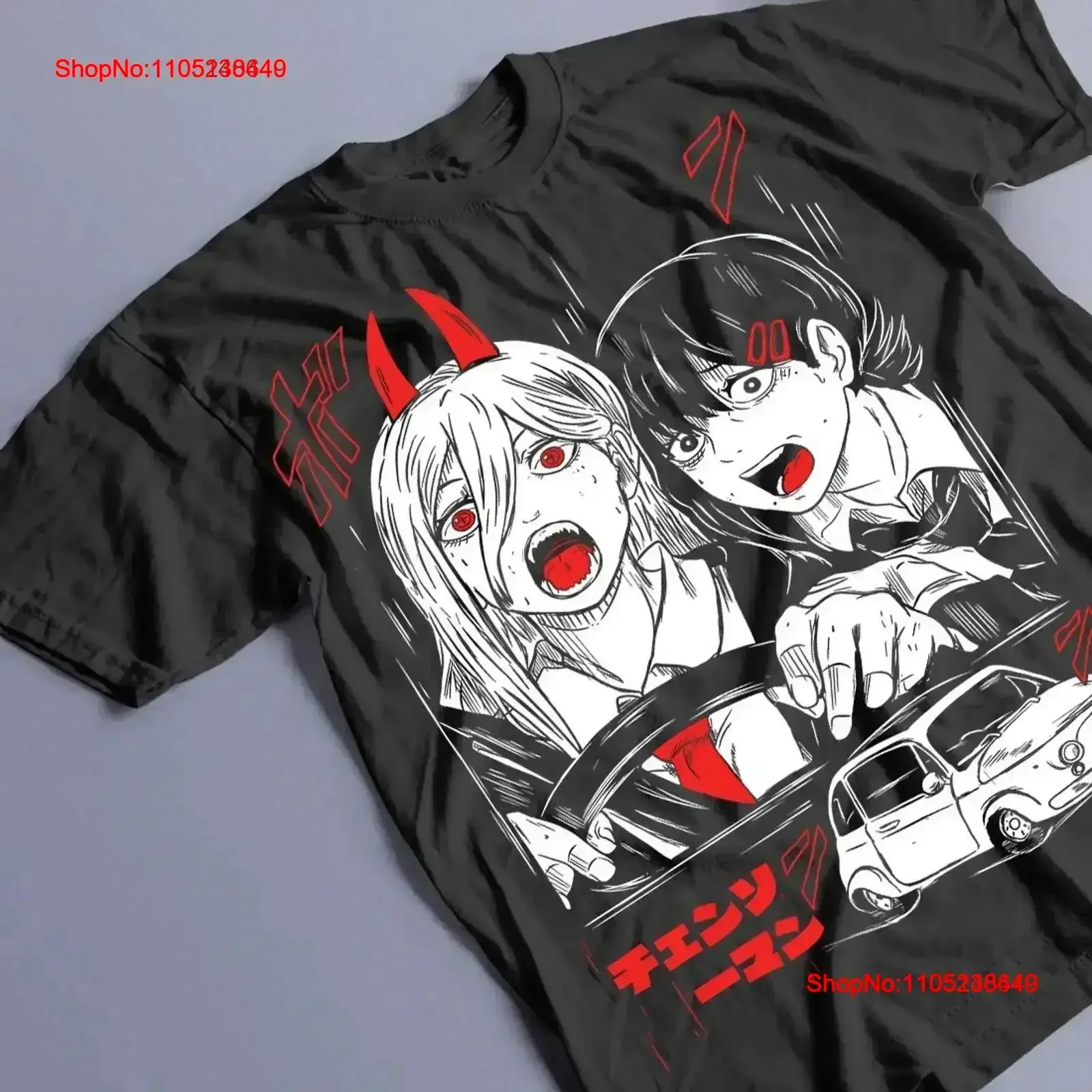 Chainsaw Man T Shirt Anime CSM Denji Power Design Black Top All vintage Washed Stylish Stretched Soft Casual vintage Washed