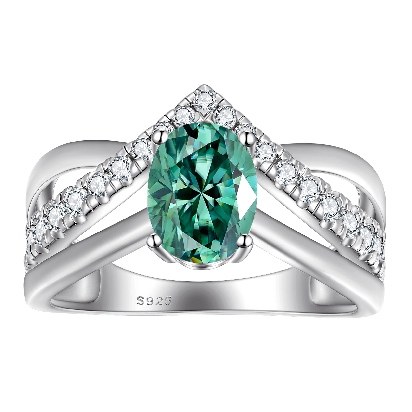 

Green Wide Ring 1.5c Moissanite Ring Women S925 Silver Tested Diamond Anniversary Jewelry Gift