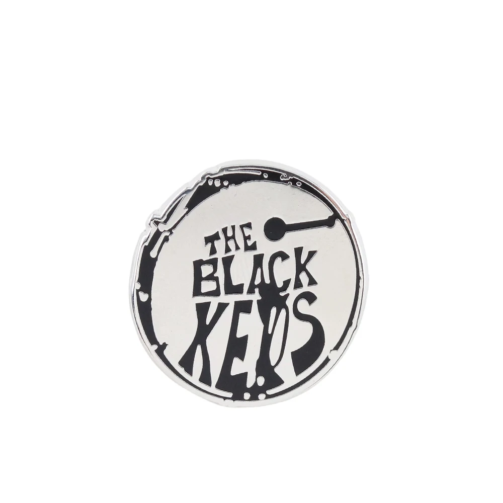The Black Keys, rundes Abzeichen, Rockband, Trommel, Trommelform, Brosche, vereinfachter Text, schwarz-graue Metallnadel, für Fans, Sammlerstück, Dekoration, Geschenk. – Detail 1