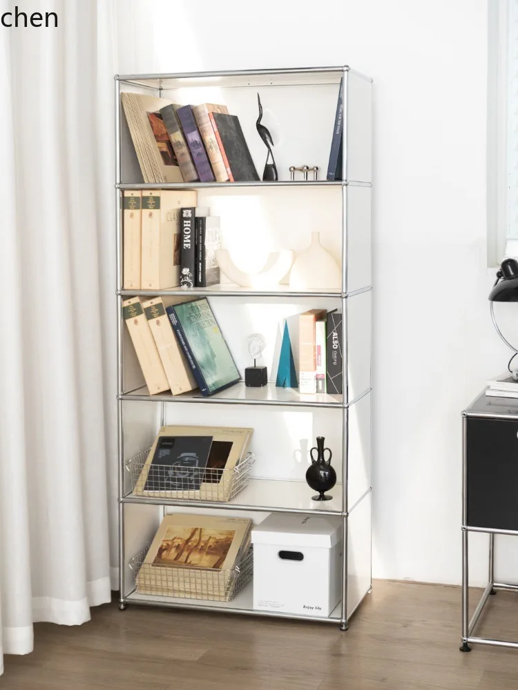 CZ Stainless Steel Bookshelf Floor-standing Living Room Home Modular Combination Simple Modern Bookcase