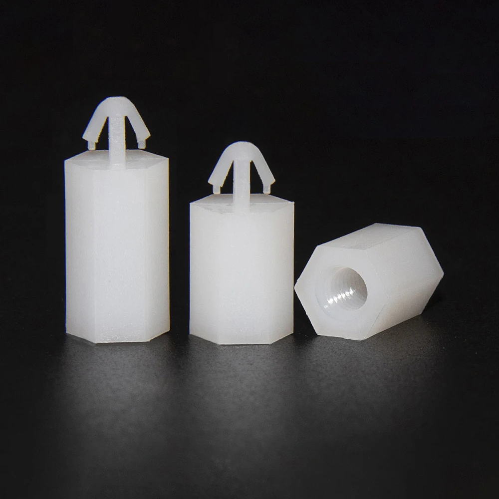 20/30Pcs M3 M4 Fixed Plastic Standoff Spacer Pillar Hex Push-in Nylon Post for Locking Circuit Board Support Length 5mm~50mm