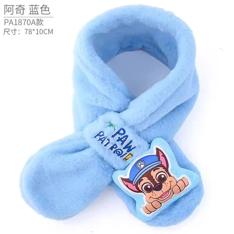 100% Genuine Paw Patrol Thicken Cross Collar Scarf Kids Girls Glove Warm Winter Muffler Fur Plush Cute Shawl Scarfs High quality