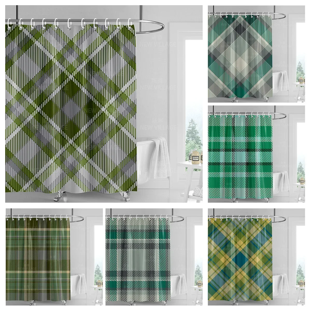 Home decoration shower curtains bathroom waterproof curtain fabric Living Room Modern Nordic Modern geometric pattern simple