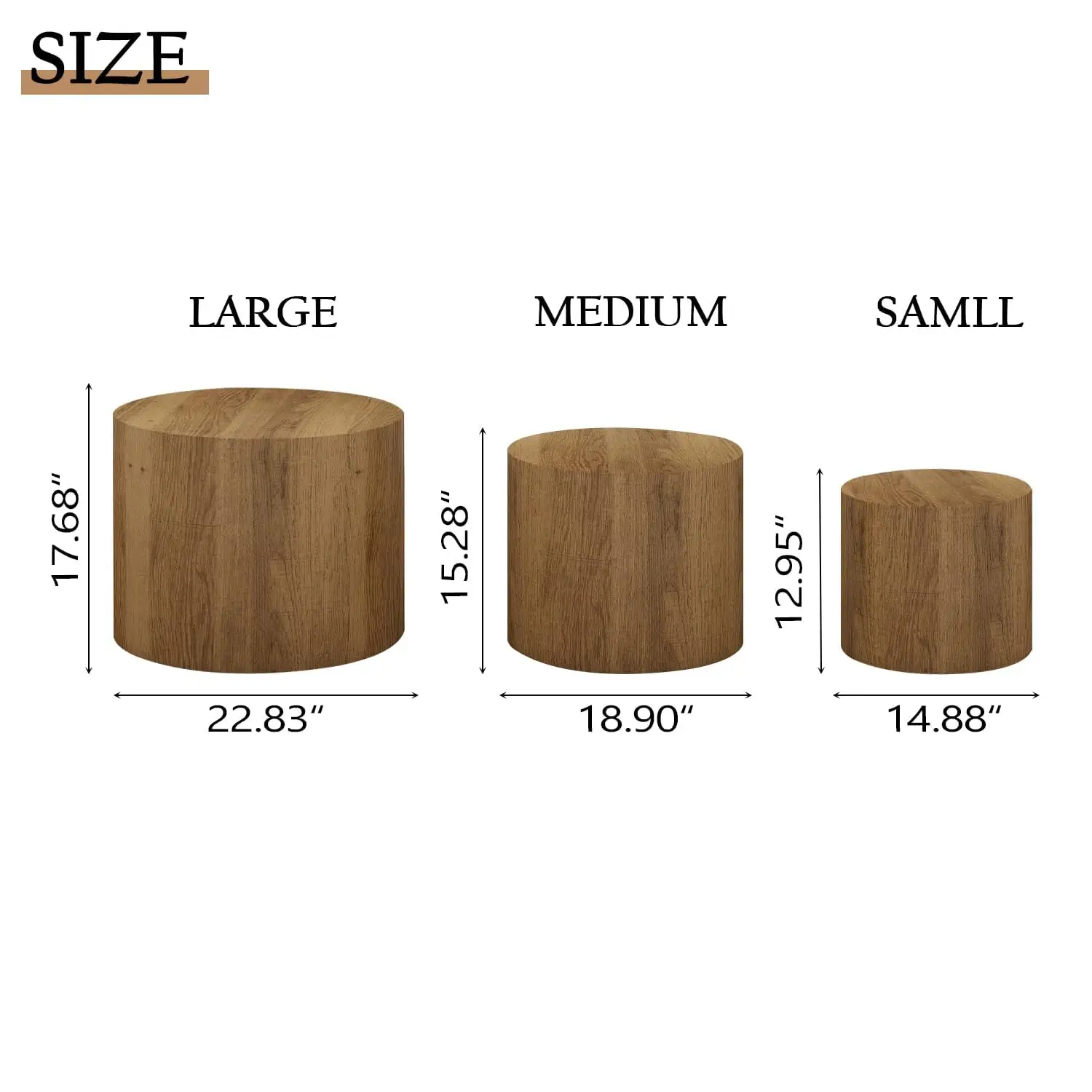 Nesting Coffee Table Set Of 3, Round Wooden Coffee Tables, Modern Circle Table For Living Room, Bedroom, Accent Side Table