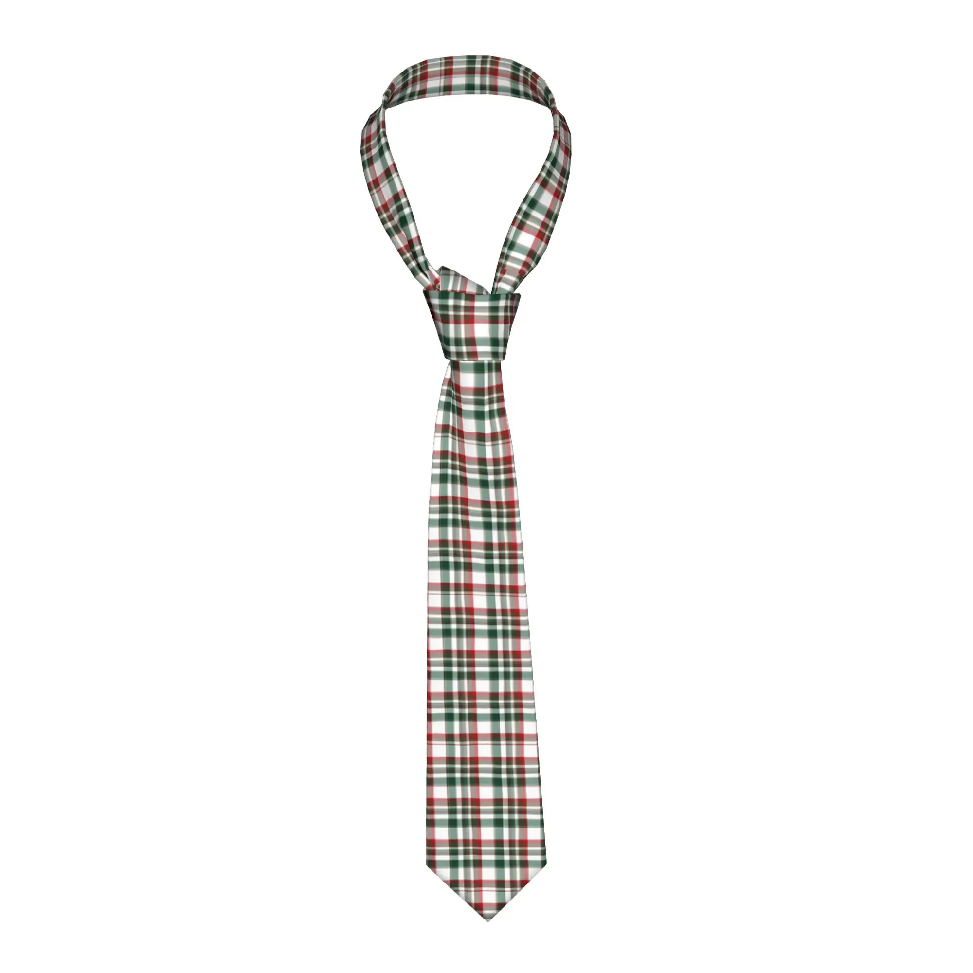 Red And Green Christmas Plaid Tartan  Neckties Unisex 8 cm  Neck Tie Fashion Narrow Suits Accessories Cravat Wedding Business