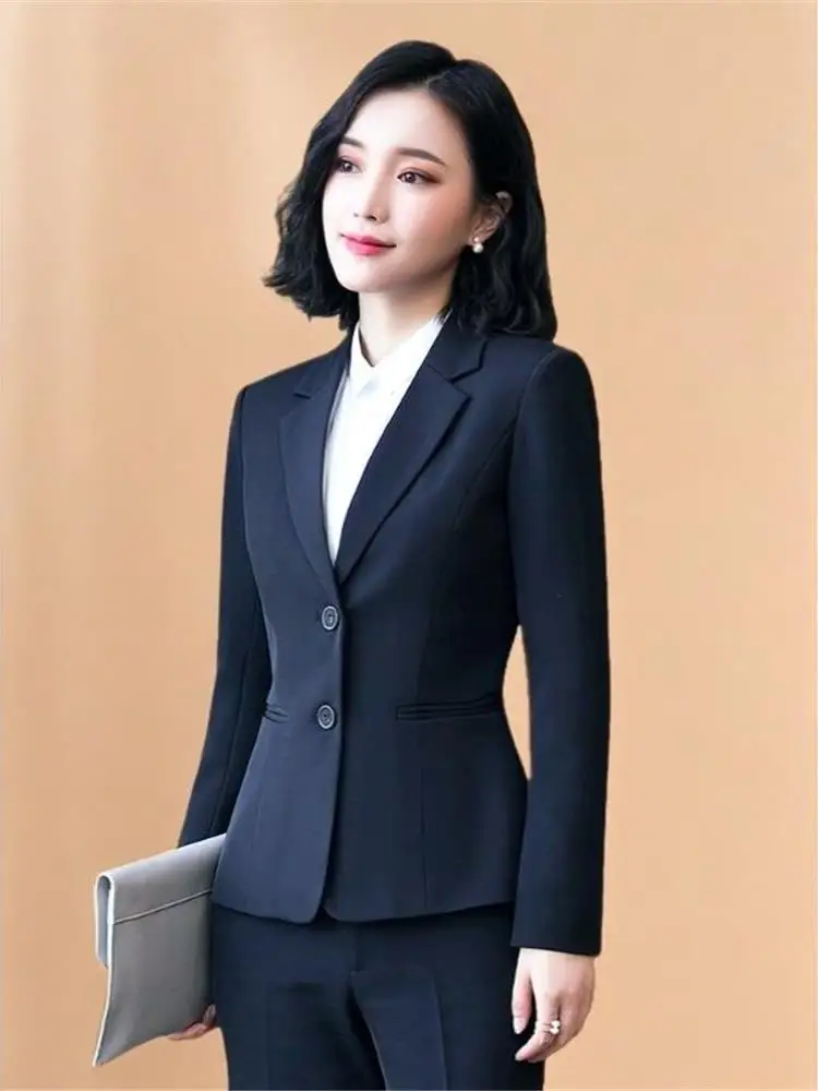 

2024 New Faion Ele Profional Interview Suit Women's Blouse Hotel Front Desk Work orm Autumn Winter Formal Wear