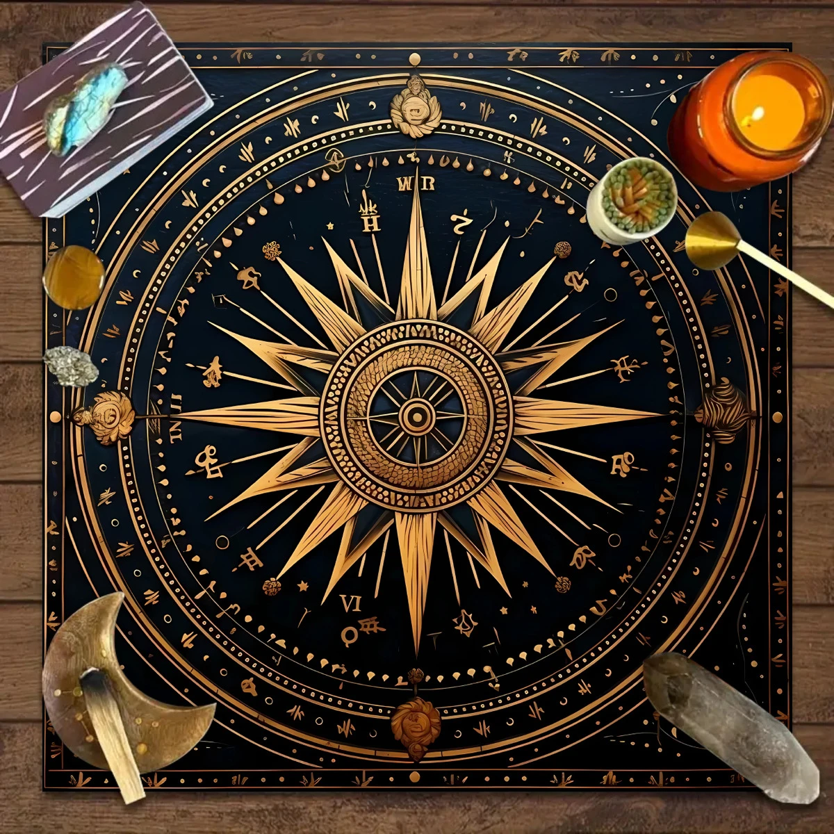 Tree of Life Moon Phase Tarot Cloth,Altar Table Cover for Divination, Tabletop Decor, Board Games
