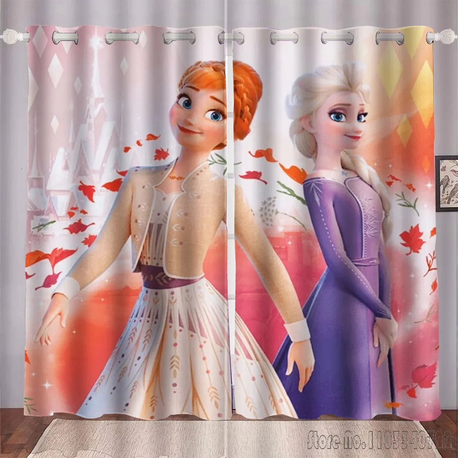 Frozen Cartoon Elsa Princess Window Curtain 3D Print Blackout Curtains Living Room Bedroom Decor Kids Gift