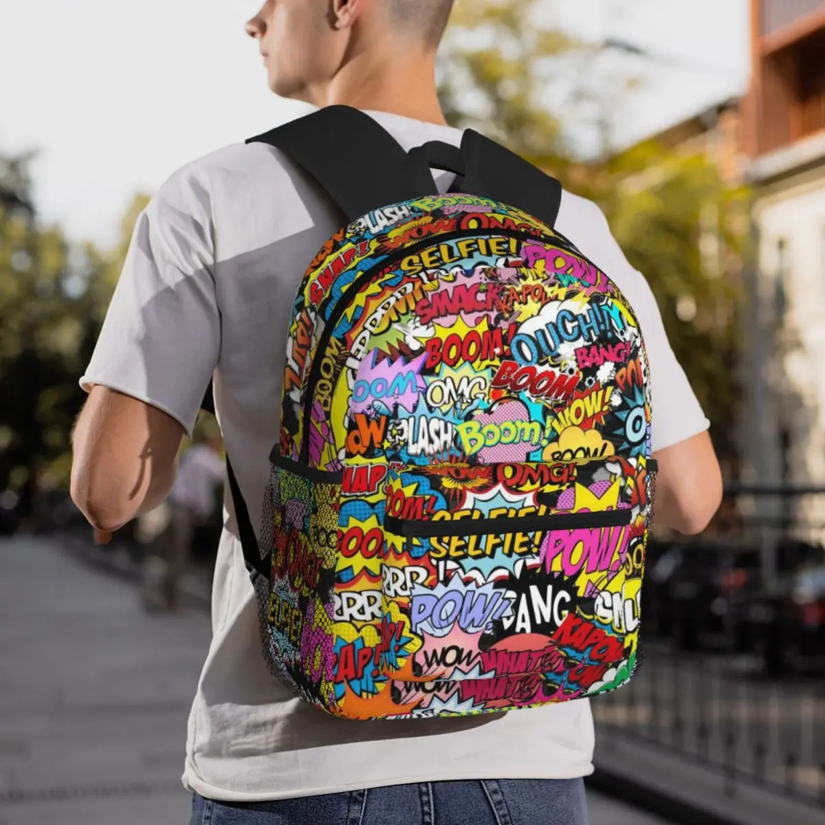 Fun Street Graffiti Comic Pop Art Backpack Student BookBag Children School Bag Laptop Shoulder Bags for Boys Girls