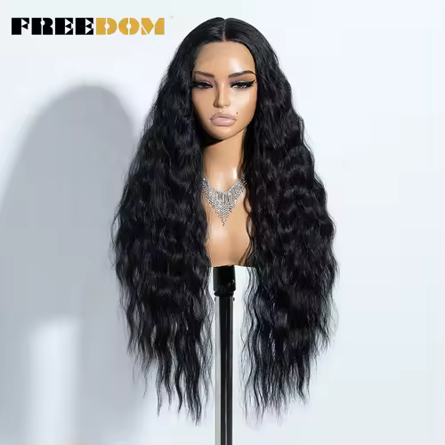 FREEDOM Synthetic Lace Front Wig Long Deep Wavy Ombre Blonde Ginger Lace Wigs For Black Women Heat Resistant Cosplay Wigs - Image 11