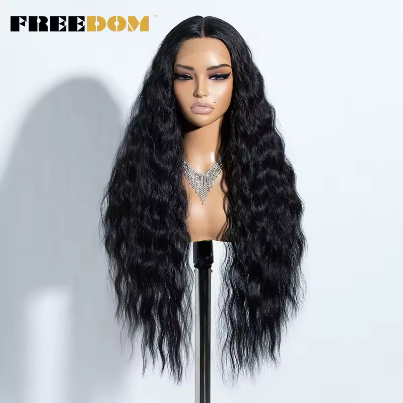 FREEDOM Synthetic Lace Front Wig Long Deep Wavy Ombre Blonde Ginger Lace Wigs For Black Women Heat Resistant Cosplay Wigs - Image 11