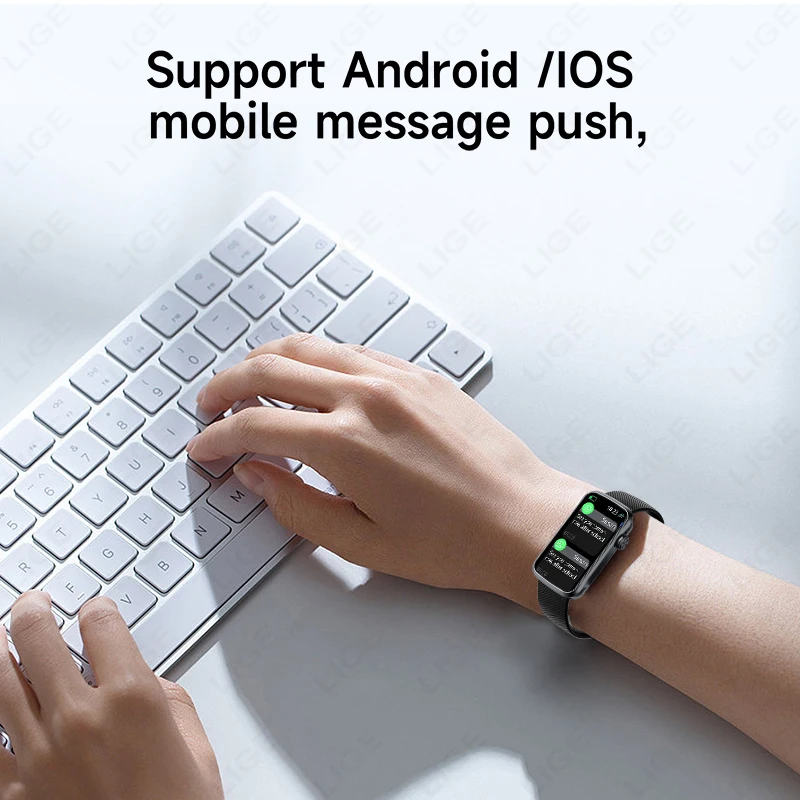 LIGE Square Smartwatch 여성 1.47 "HD 스크린 심박수 모니터링 방수 블루투스 통화 스마트 시계 여성용 Android iOS