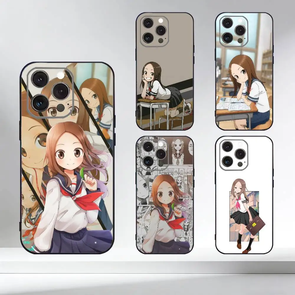 

KarakaiS Jozu no Takagi San Phone Case For iPhone 17,16,15,14,13,12,11 Plus,Pro Max,XS,Soft Silicone Black Cover