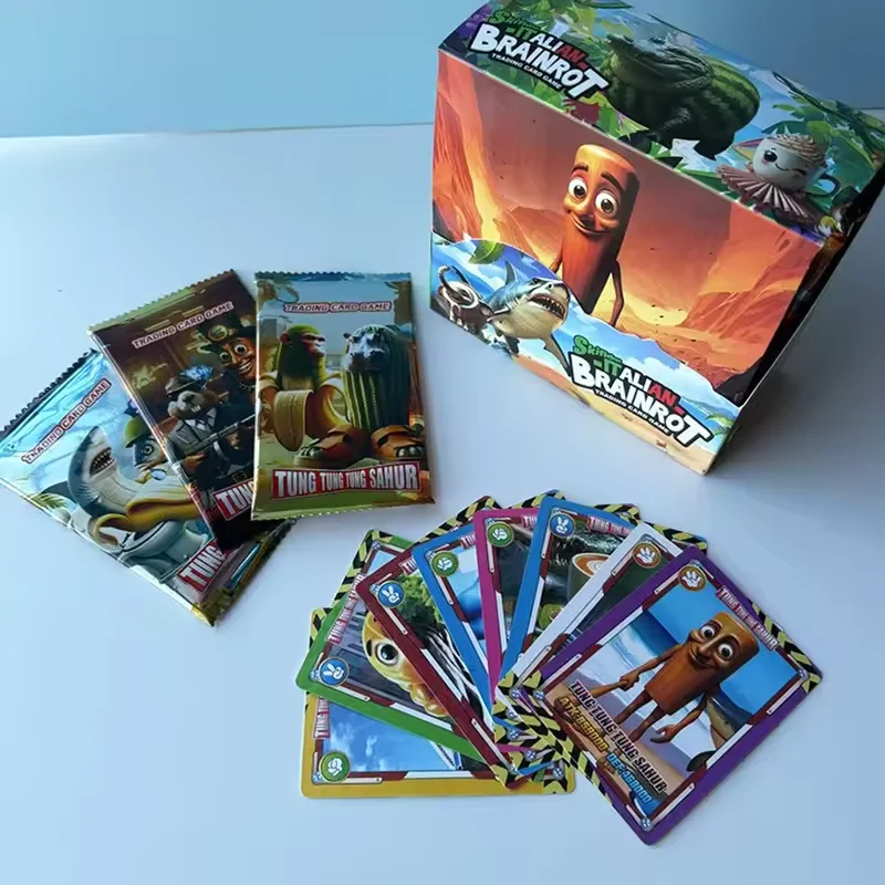 1 مجموعة من 288 ورقة بطاقات Brainrot الإيطالية من مجموعة Tingtingtung Sahur لعبة ببطاقات ورقية لعبة للأطفال بطاقات التداول هدية عيد ميلاد