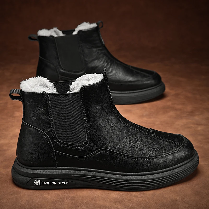 

777 Winter Cotton-padded Snow Boots, Warm Fleece-lined Men's Fashion Cotton Boots