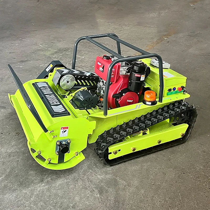 Customized Big Power Diesel Engine Small Robot Grass Cutter Cutting Width 80cm 100cm 120cm Remote Control Crawler Lawn Mower F
