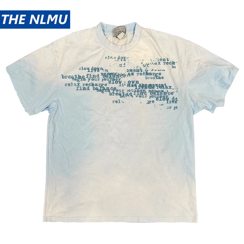 

Men Women Tie Dye Gradient T-Shirt Vintage Dirty Wash Short Sleeve Top 100% Cotton Music Festival Tee Shirts