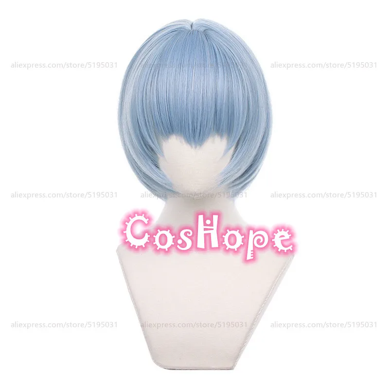 Rei Ayanami Parrucca Cosplay Donna 30 cm Parrucca corta blu Cosplay Parrucche Cosplay Anime Parrucche sintetiche resistenti al calore Halloween