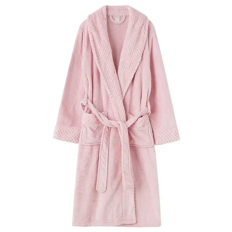 Female Autumn and Winter Warm Long Coral Velvet Thick Couple Bath Bathrobes Men Women Pajamas Shower Robe Bath Towels For Adults