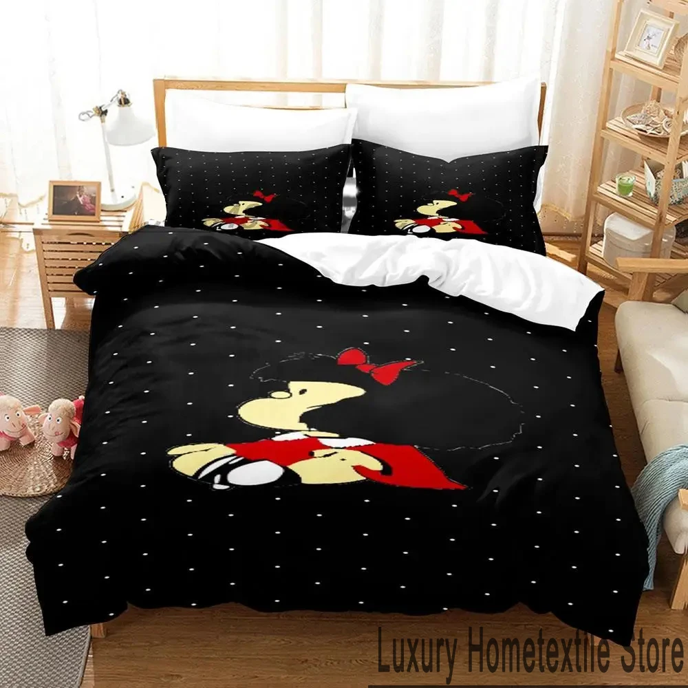 3D Print Mafalda Bedding Set Boys Girls Twin Queen King Size Duvet Cover Pillowcase Bed boys Adult Home Textileextile