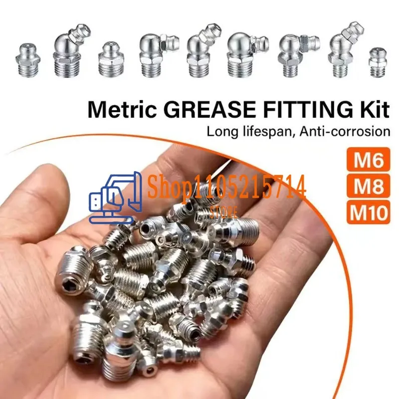 45PCS F0006 for Grease Gun Stainless Steel Grease Nipple SS201 SS304 Metric External Thread Straight Elbow Type Grease Nipple