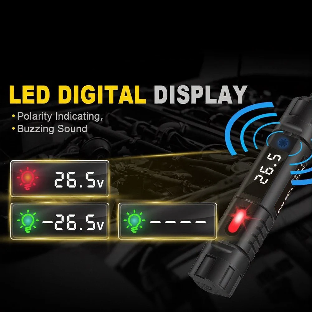 3-72V Digital LED Automotive Test Light With Polarity Indication For Auto Electrical Systems And Battery Voltage Check Tools