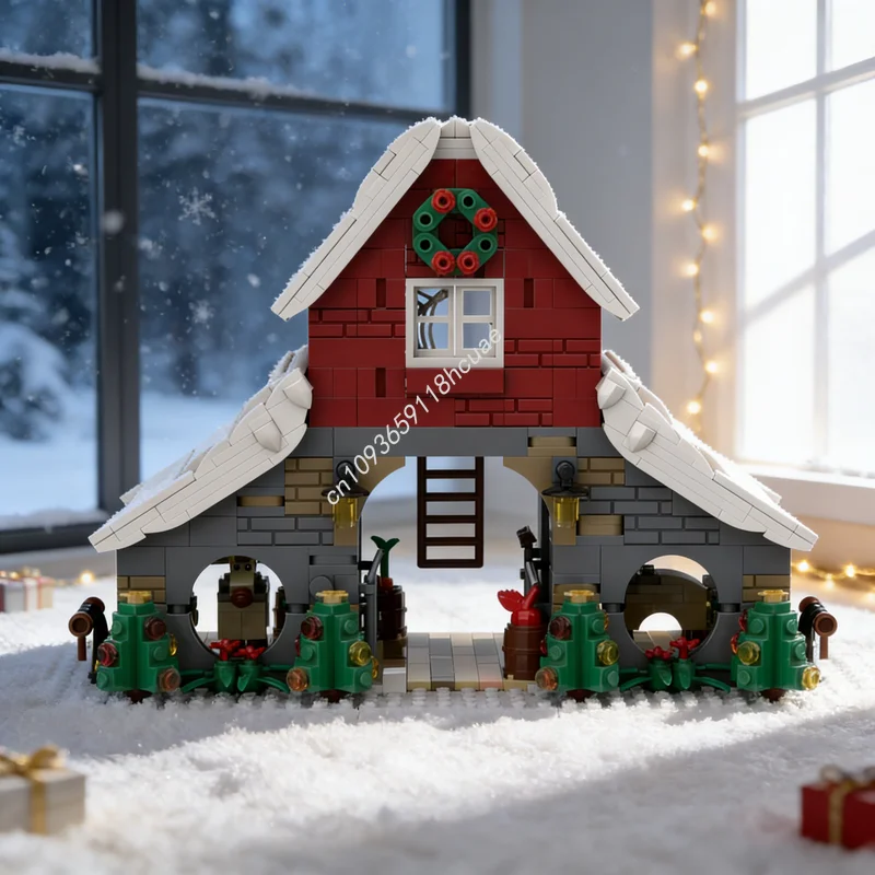 

1084pcs MOC Seasonal Christmas Reindeer Stable Model Building Blocks Construction Christmas Gifts Toy Idea Brick Education