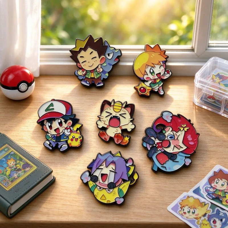 6Pcs Kawaii Chibi Fantasy Monster Enamel Pin Set Cute Cartoon Lapel Brooches Backpack Decorations Creature Badge Gift Collection
