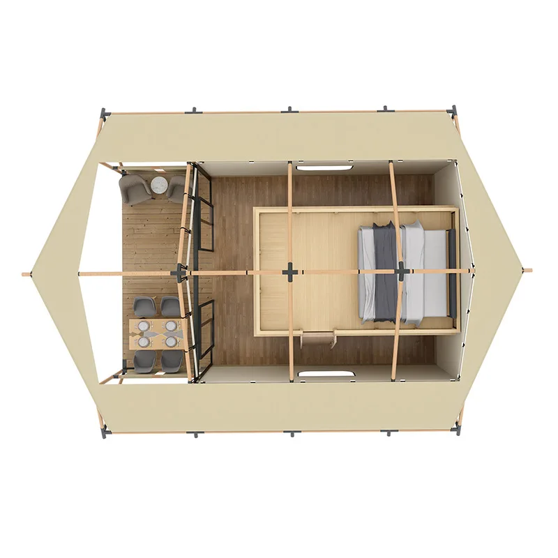 

Scenic outdoor camping wooden structure light luxury hotel tent homestay herringbone top holiday wooden house camp nomadic tent