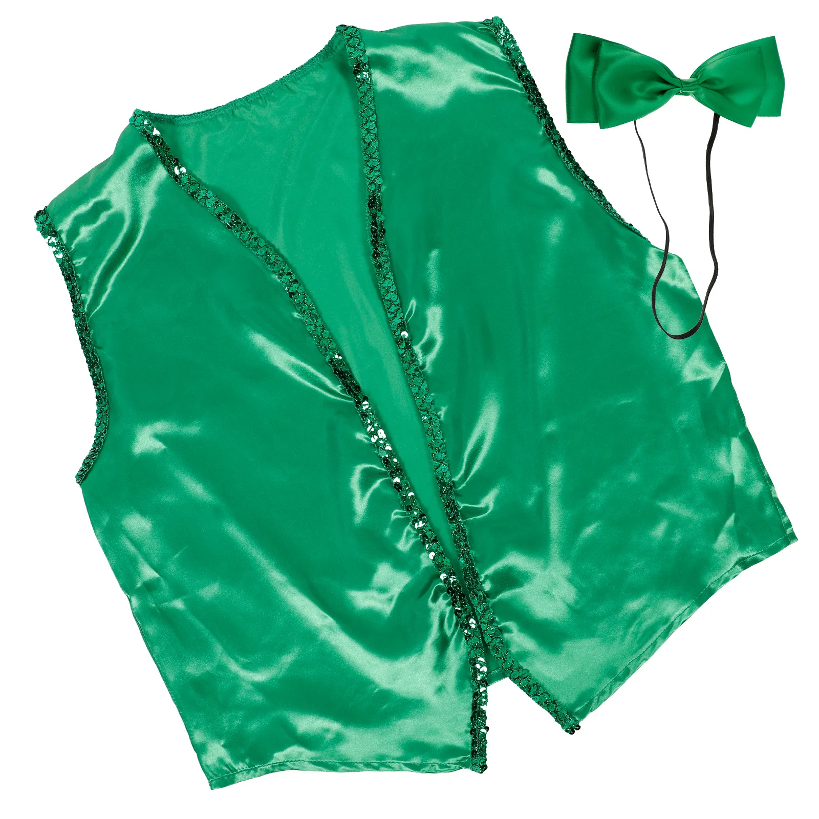 1Set Rompi St. Patrick dengan Dasi Kupu-kupu Dekoratif, Set Kostum Pesta Cosplay, Rompi Hijau, Rompi Hari St. Patrick