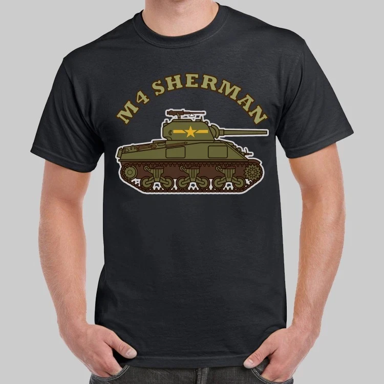 Fit M4 Sherman Tank Historical Military Vector Retro Style T-shirt