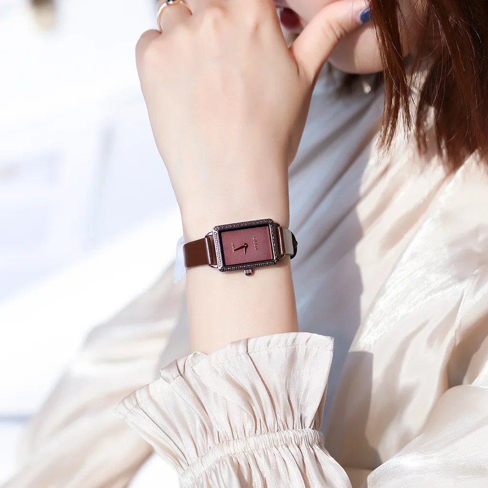 Women'S Small, Delicate Stylish Wristwatch With Thin StrapElegant Square ShapeLeather Strap, Women'S Stainless Steel Wristwatch.