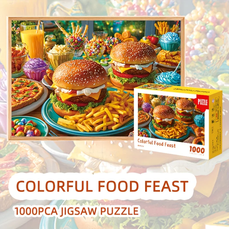 

Рождественский подарок, 1000 шт., мини-паперовая головоломка с картофелем бургерной фри, размер плаката 15x10 дюймов, забавная семейная деятельность, уникальные идеи подарков