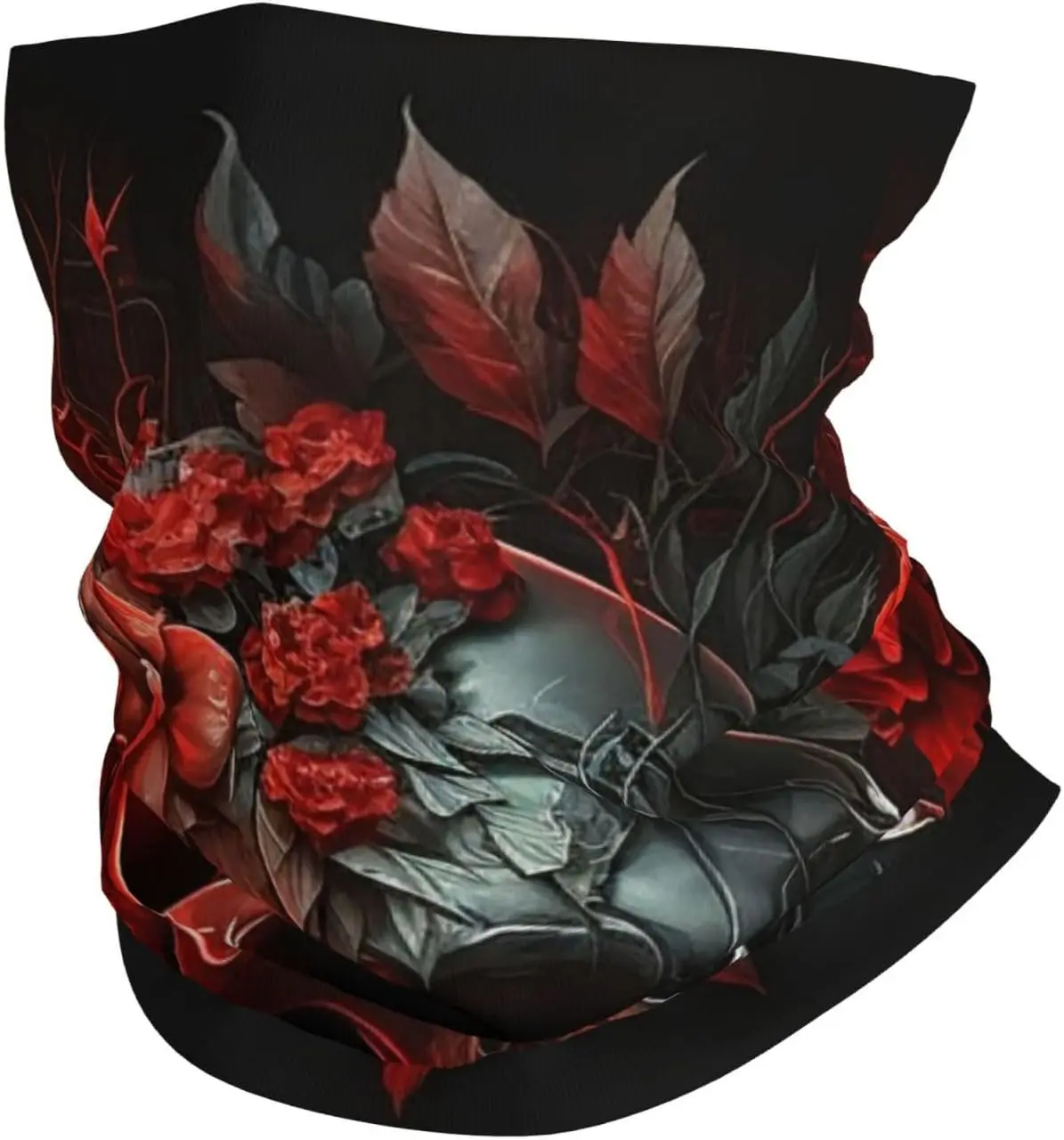 Skull and Red rose flower Dark Neck Gaiter Face Cover Scarf Balaclava Bandana for Women Men Gaiter Mask for Motorcycle