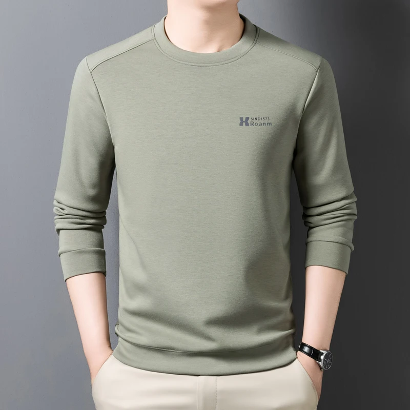 سويت شيرت برقبة دائرية وأكمام طويلة، قميص حريري بلون سادة للخريف والشتاء، قميص أساسي عصري للخريف #4