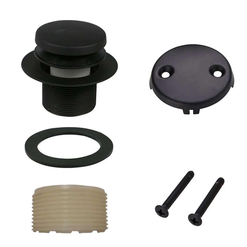 Bathtub Drain Repair Kit with 2 Hole Overflow Faceplate and Thread Adapter Designed for Standard Tub Drain Waste Sizes