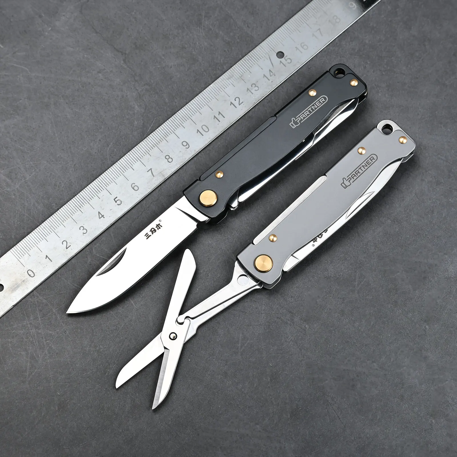 SANRENMU PT711/721 Pocket Folding Knife Outdoor Camping Multifunction Liner Equipped With Scissors 12C27 Steel Blade Tool knives