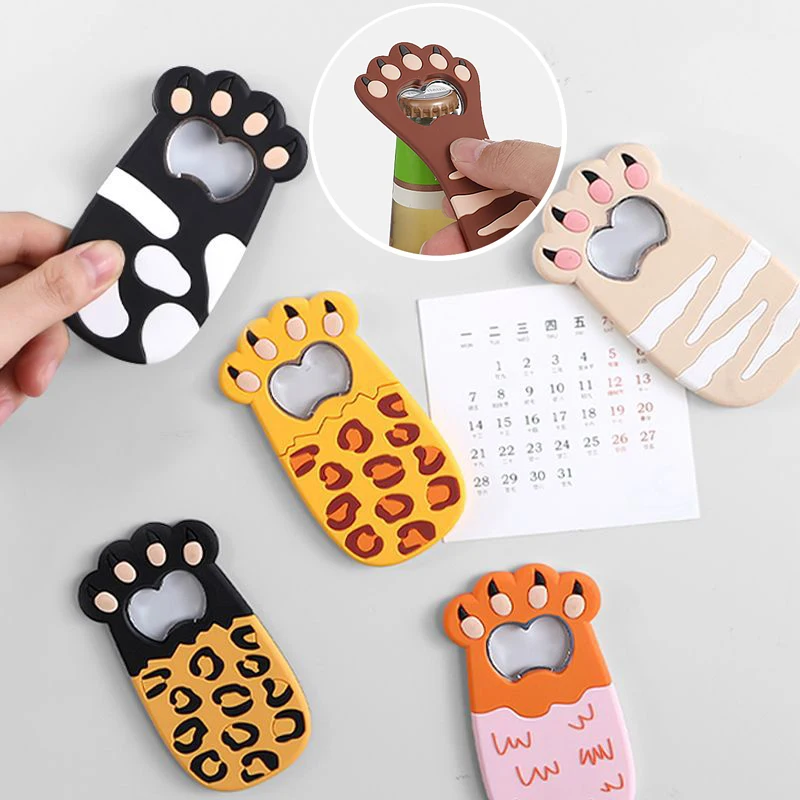 

New Fat Cat Claw Bottle Opener Cartoon Figure Magnetic Sucking Claw Beer Opener Soft Glue PVC Screwdriver Refrigerator Stickers