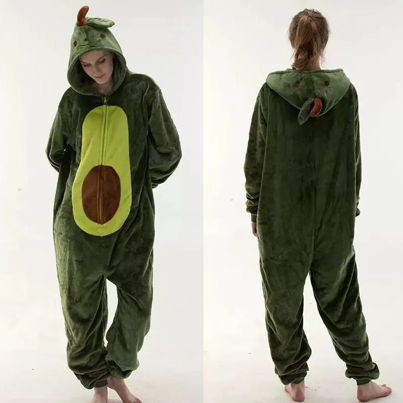 Cute Animal Pajamas for Men Women Winter Flannel Hooded Pajamas Crocodile Capybara Giraffe Cow 2