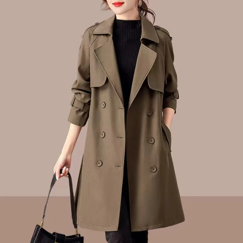 Spring Autumn Trench Coat Women 2024 New Korean Mid Long High-End Temperament Fashion Overcoat Windbreaker Female Outerwear