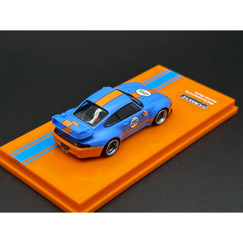 TW In Stock 1:64 993 Remastered Gunther Werks Blue Orange Diecast Diorama Car Model Collection Miniature Toy Tarmac Works