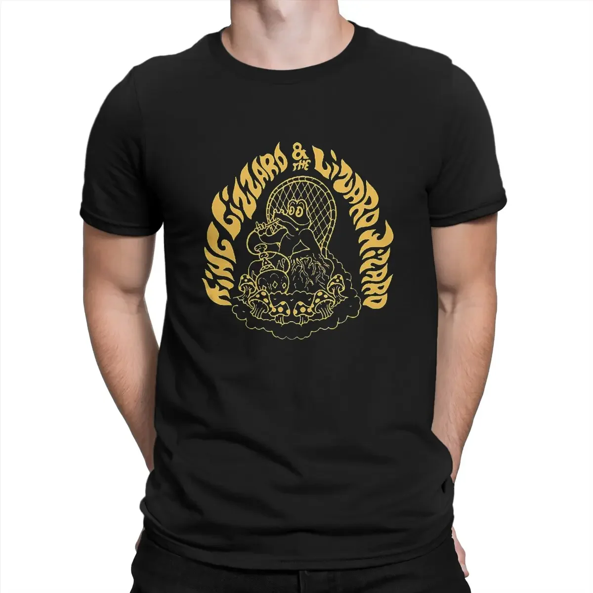 Men T-Shirts Mushroom Novelty Cotton Tees Short Sleeve King Gizzard&The Lizard Wizard Rock Band T Shirt O Neck Clothes Printed