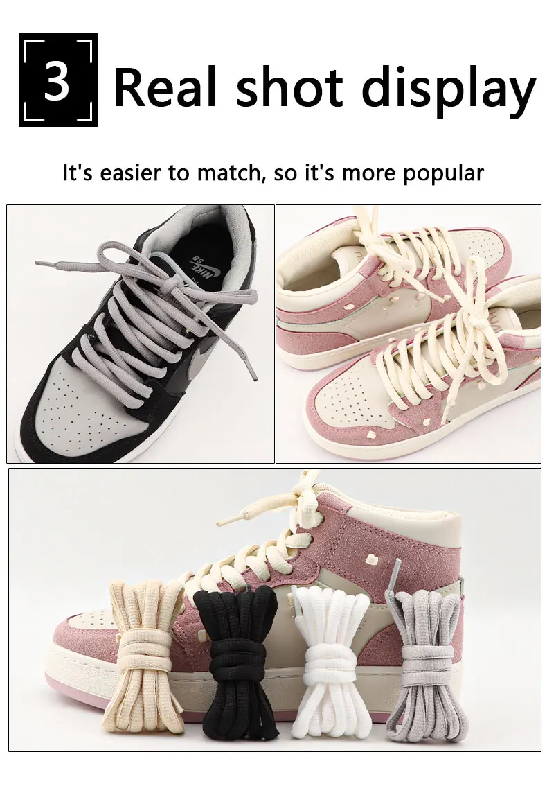 1 Pair Semicircle 9mm Bold Shoelaces High-top Low-top Sneakers Shoe Laces Sports Shoes High-quality Shoelace 18 Colors