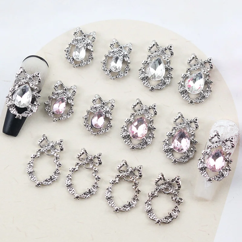 10 Pcs Zircon Alloy Nail Art Charm Luxury Super Flashing Crystal Diamond 3D Nail Rhinestones Decoration DIY Manicure Supplies