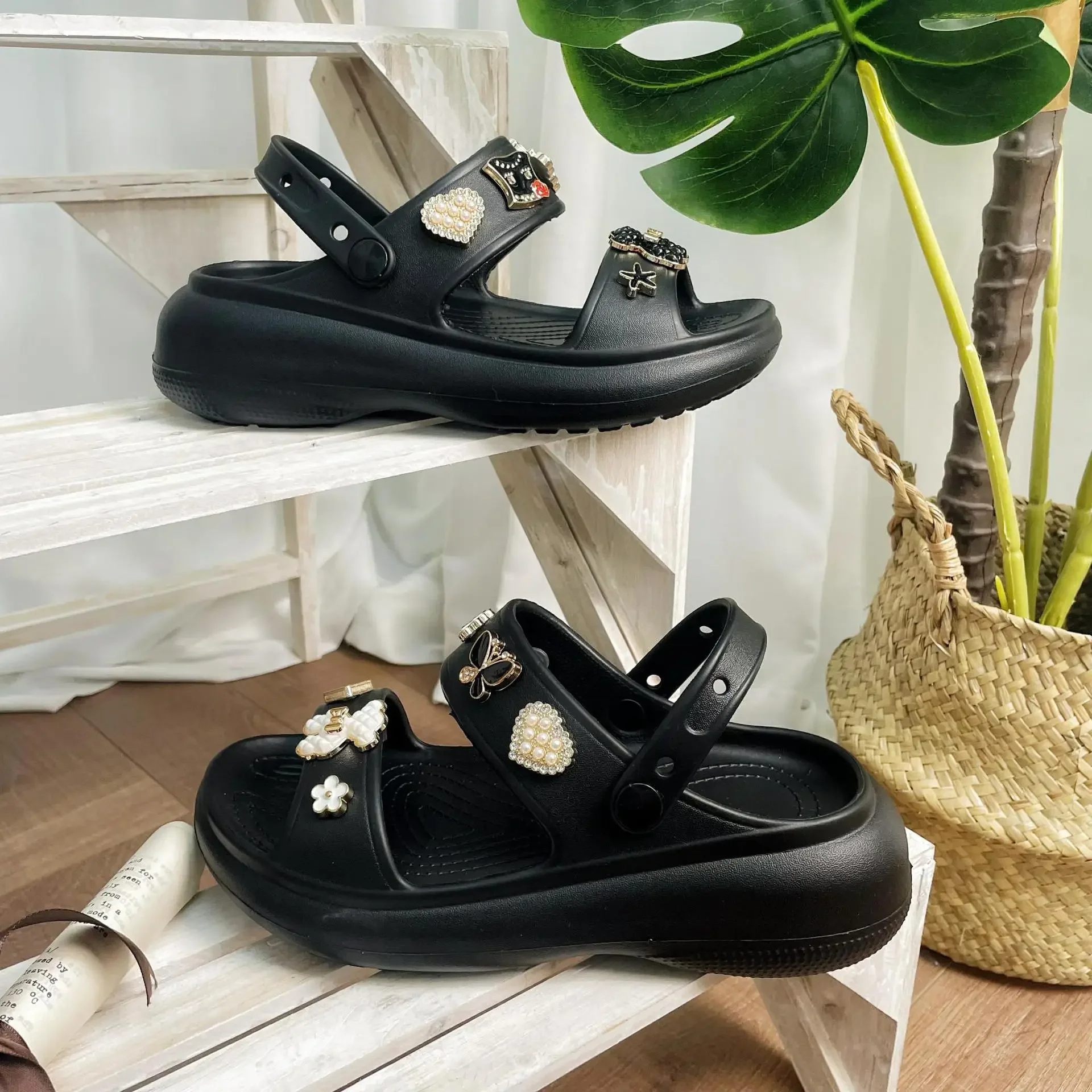 Thick Sole EVA Slippers Women Fashion Soft Home Platform Slippers Outwear Non Slip Elevated Heel Beach Summer Sandals