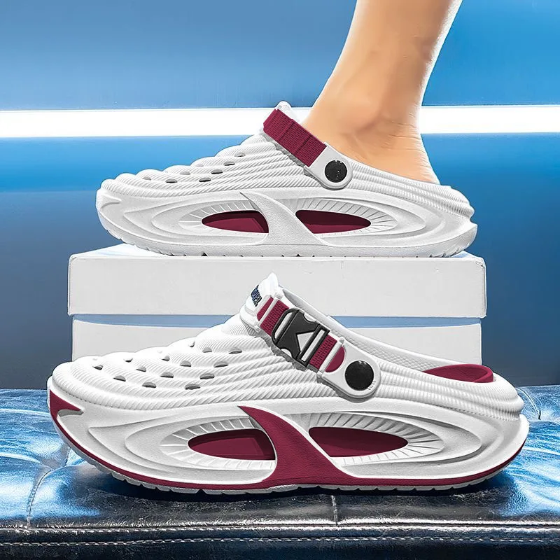 Men's summer non-slip, deodorant, breathable, stepping on shit feeling Baotou drag outdoor sports and leisure hole shoes
