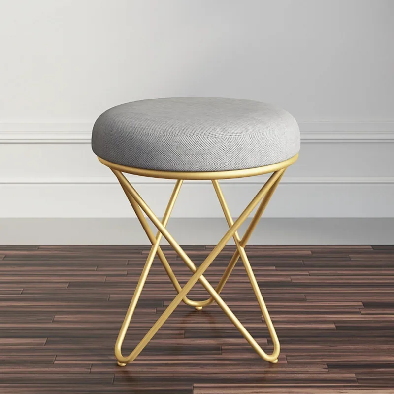 Small stool makeup single   master dressing stool household round   Nordic soft surface modern simple low iron