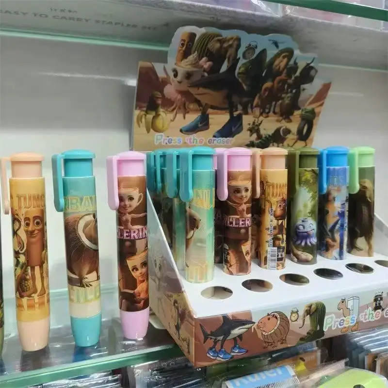 ยางลบการ์ตูนน่ารัก 1/2/4/6 ชิ้น สามารถเปลี่ยนไส้ยางลบได้ ยางลบดินสอแบบยืดหดได้ สำหรับนักเรียน อุปกรณ์การเรียนสำหรับเด็ก ของขวัญ